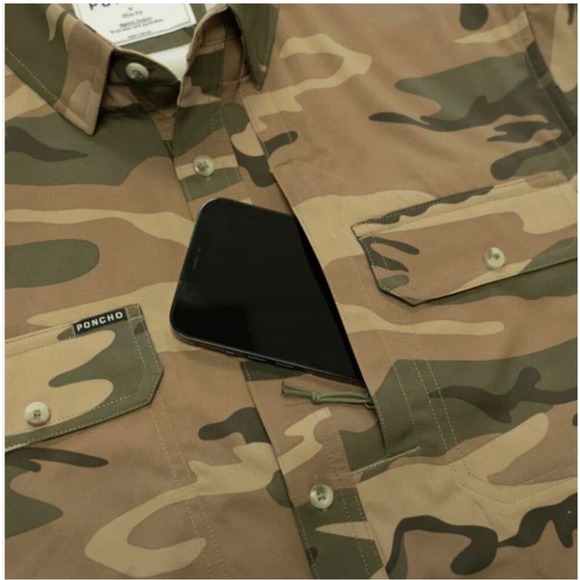 Poncho camouflage button up magnetic pockets men's X-Large - Picture 3 of 12